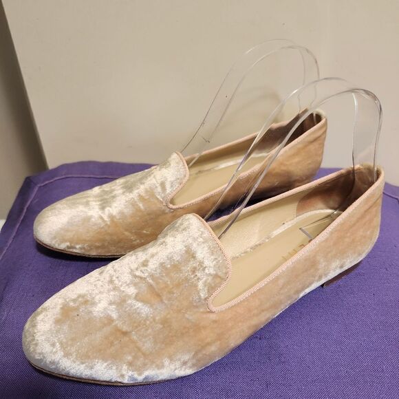 M. Gemi Champagne Velvet Over Leather Loafers Sz.7.5/37.5 Made in Italy Ret $200 - Picture 1 of 8
